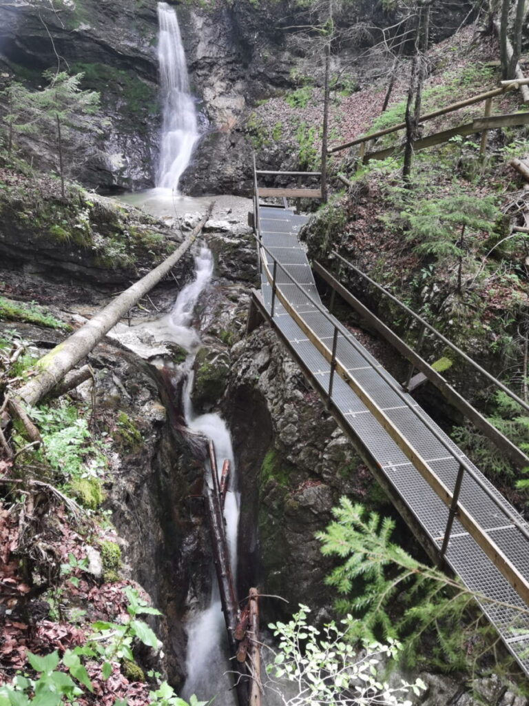 Der Wasserfall in der Klausenbachklamm ist der schönste Abschnitt auf der Klammwanderung